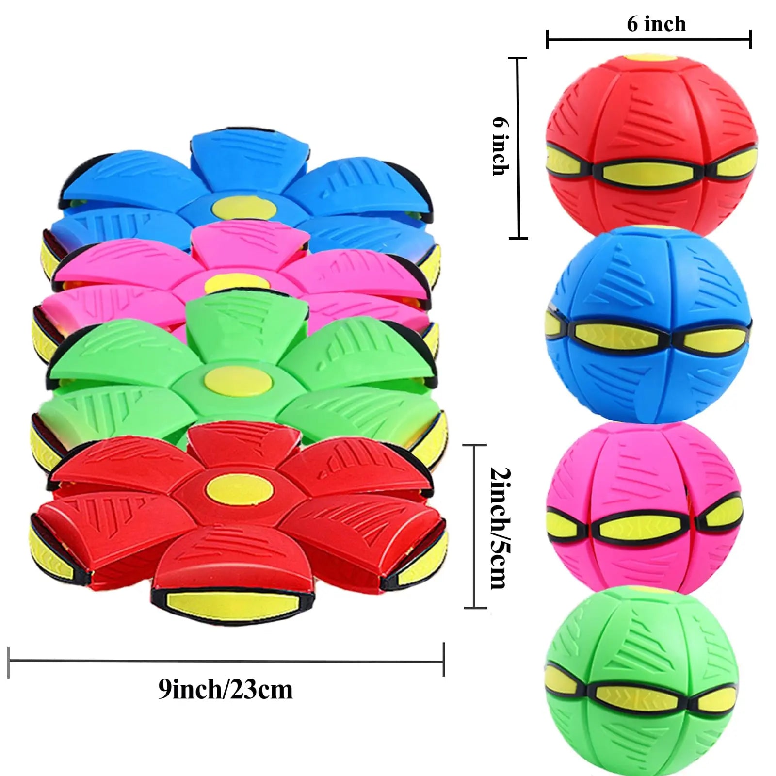 Magic UFO Flying Flat Disc Ball Toy with LED Light Outdoor Sport Deformable Ball for Kids Boys Girls