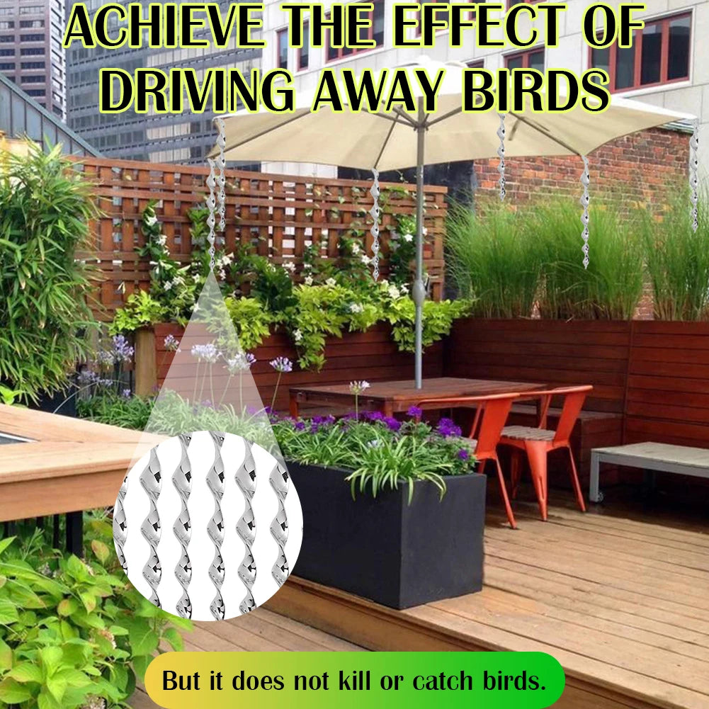 12x Bird Repellent Rotating Scare Rod Reflective Spiral Deterrent Control Device