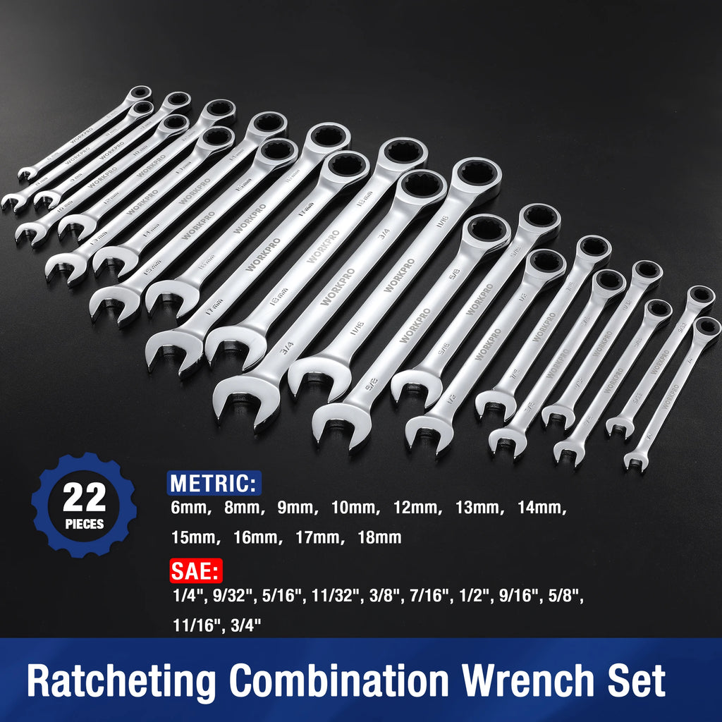 21pc Ratcheting Wrench Set with Box
