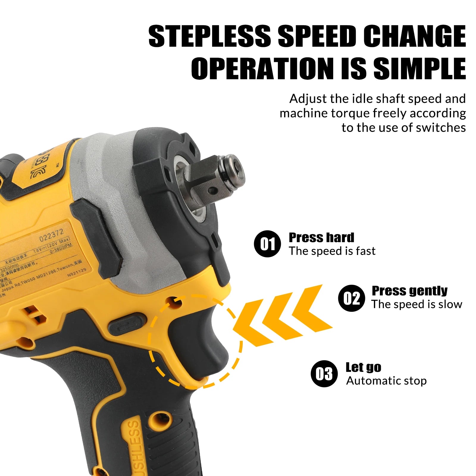 DCF850 20V Brushless Impact Driver, 1/4" Hex 3-Speed Cordless Power Tool 205Nm 3250RPM for Screw Driving Assembly