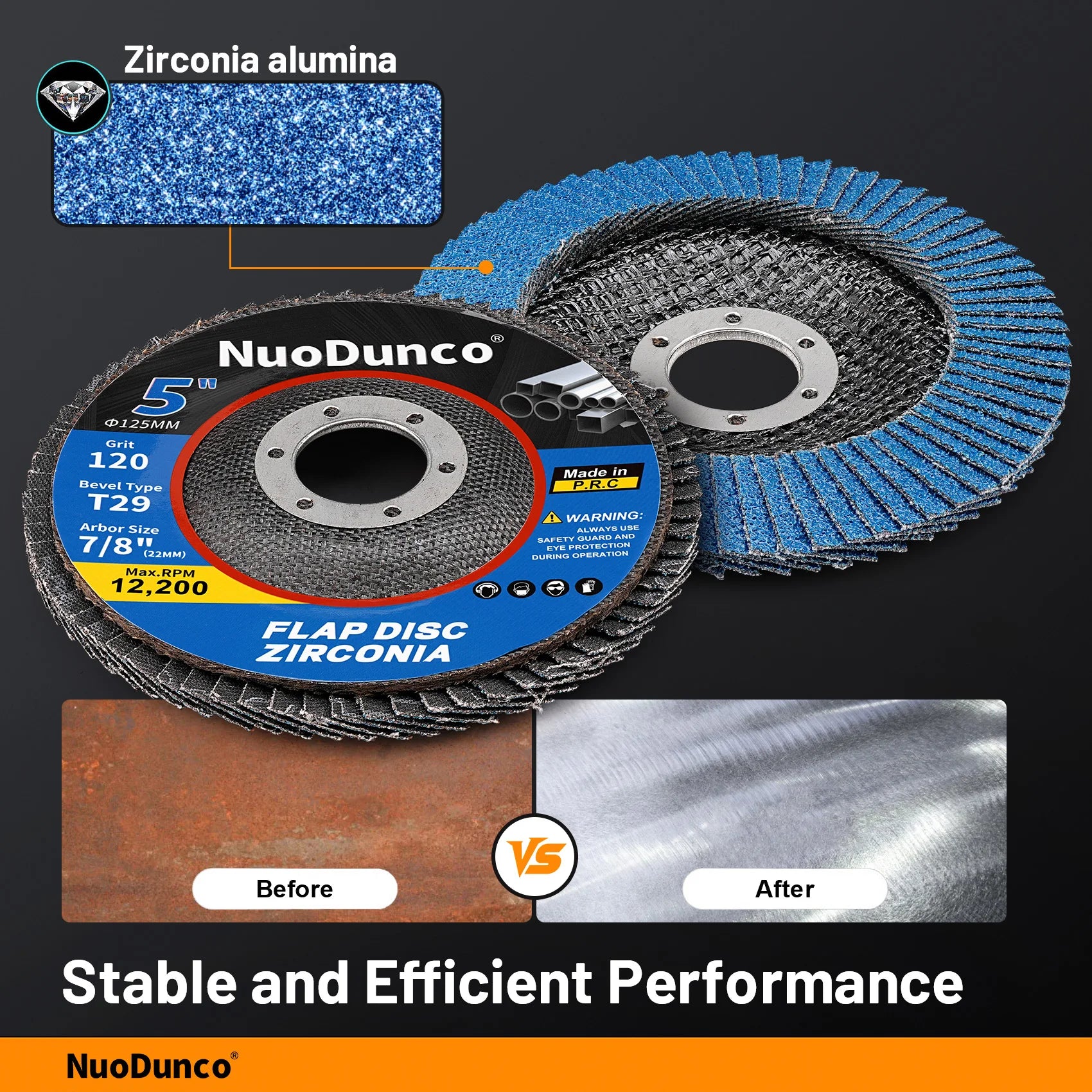 5pcs 5inch Flap Discs 125mm Grinding Discs Angle Grinder Sanding Discs for Metal
