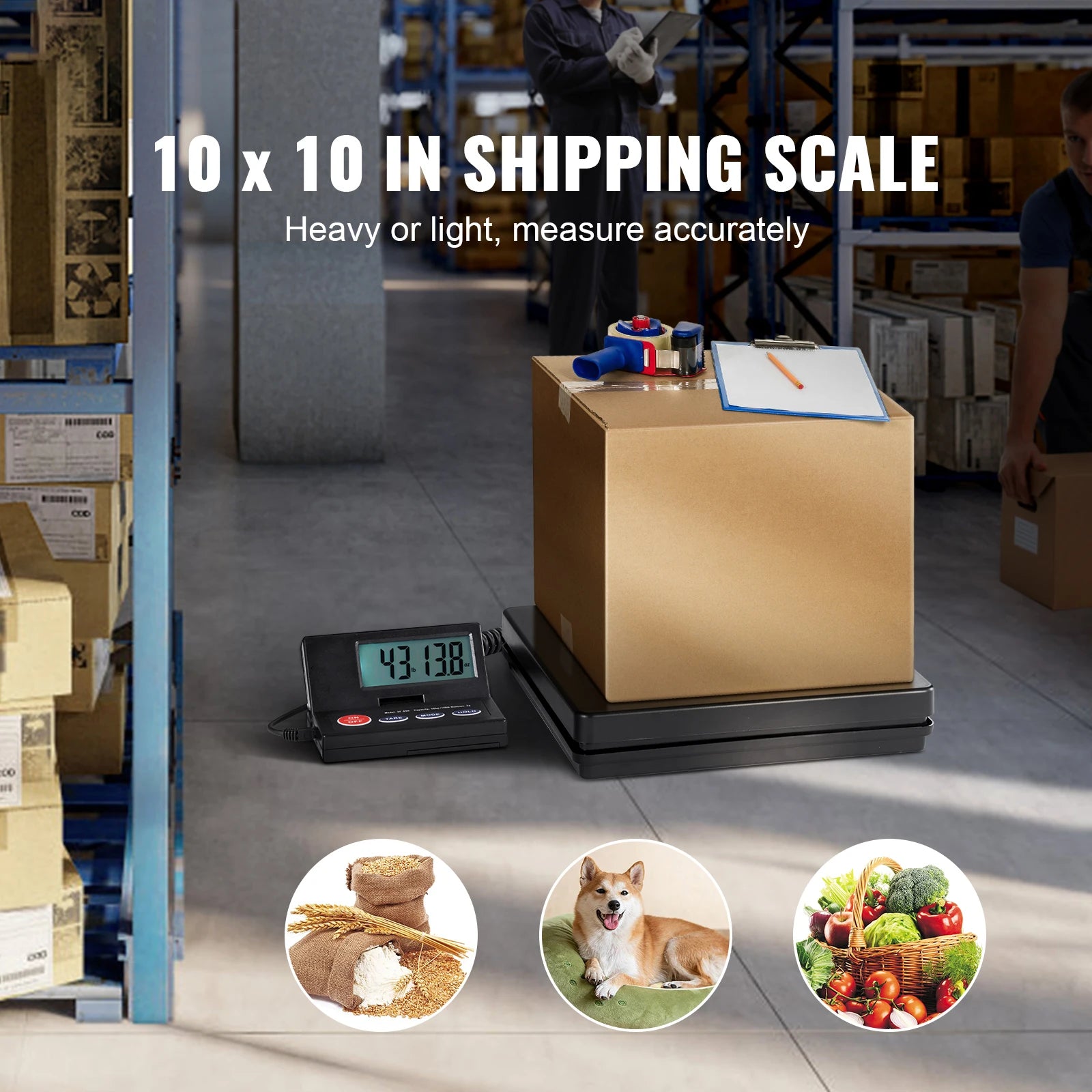 110 lbs Digital Postal Shipping Scale with Timer 90° Foldable LCD Screen AC/DC Powered Package Scale for Laggage Home
