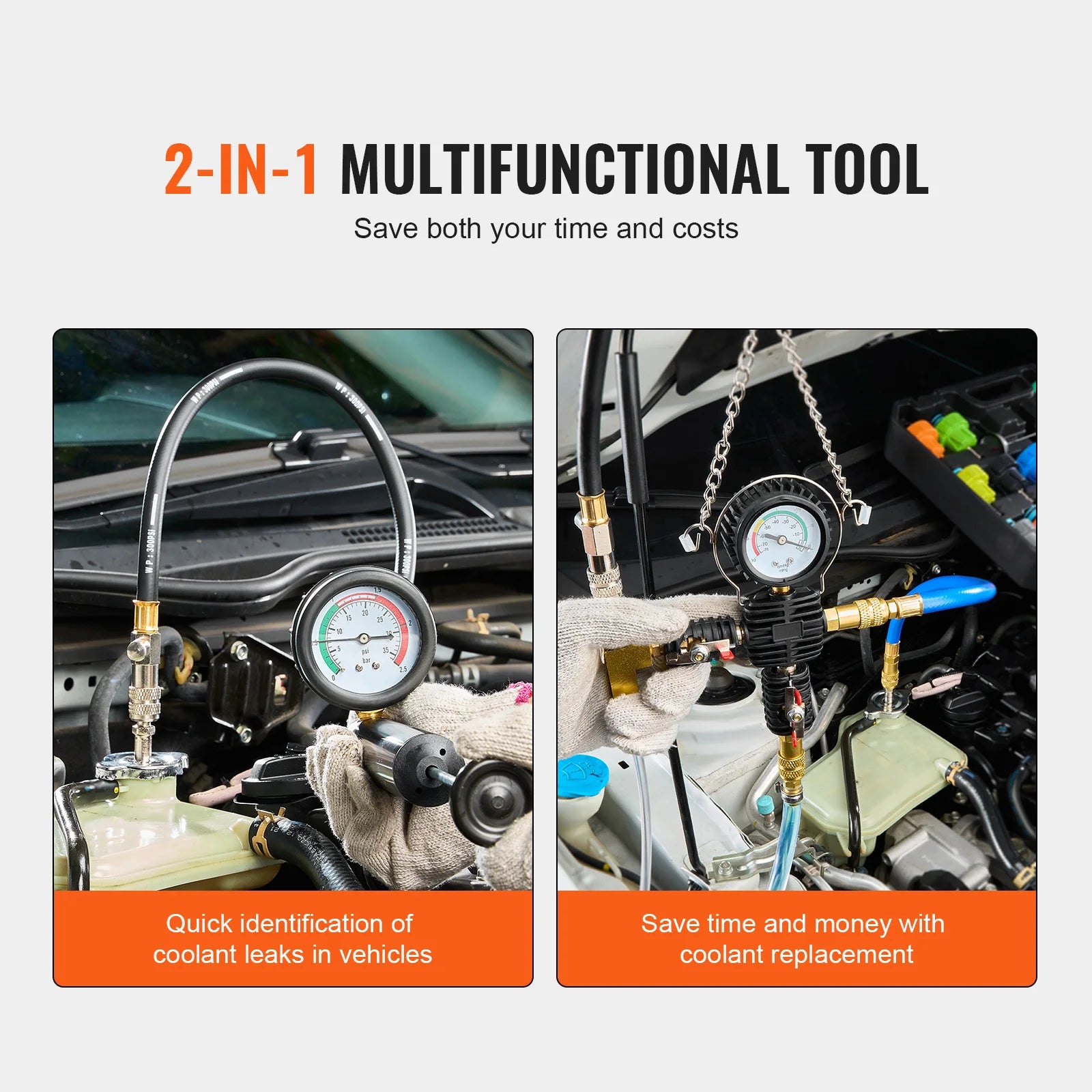 28 Pcs Universal Radiator Pressure Tester Kit Manual Pump Color-coded Steel Test Cap Adapter Toolbox For Car Motorcycle
