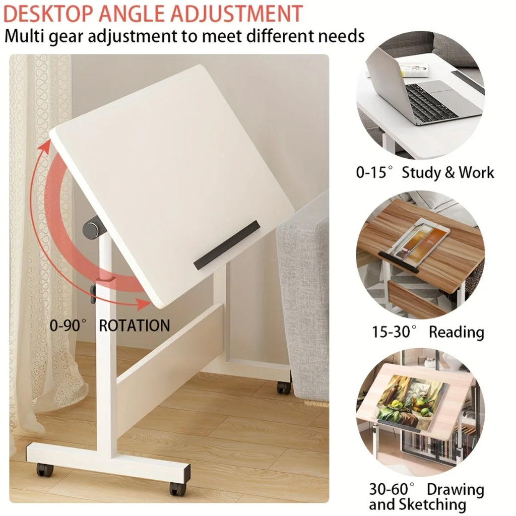 Adjustable Height Standing Desk with Lockable Wheels, Portable Mobile Computer Desk for Home Office