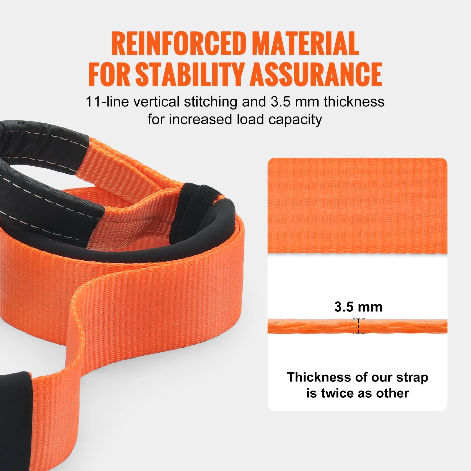 8/20/30ftCar Tow Cable Trailer Towing Pull Rope 2/3/4inWinch Line Extension Strap for Van Road Recovery Car Accessories