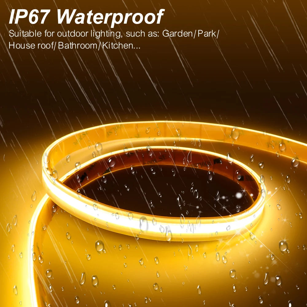 AC 110V 220V COB LED Strip Flexible Neon Light Bar IP67 Driverless High Bright 5m 10m 20m 30m 50m FOB COB Linear Tape LED CRI 90