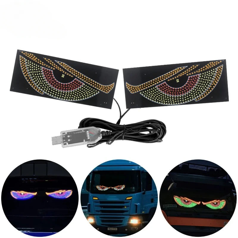 USB Dynamic Animation Led Eye Display Pixel Panel For Car Truck Demon Eyes LED Screen Light Front Rear Windshield Decoration