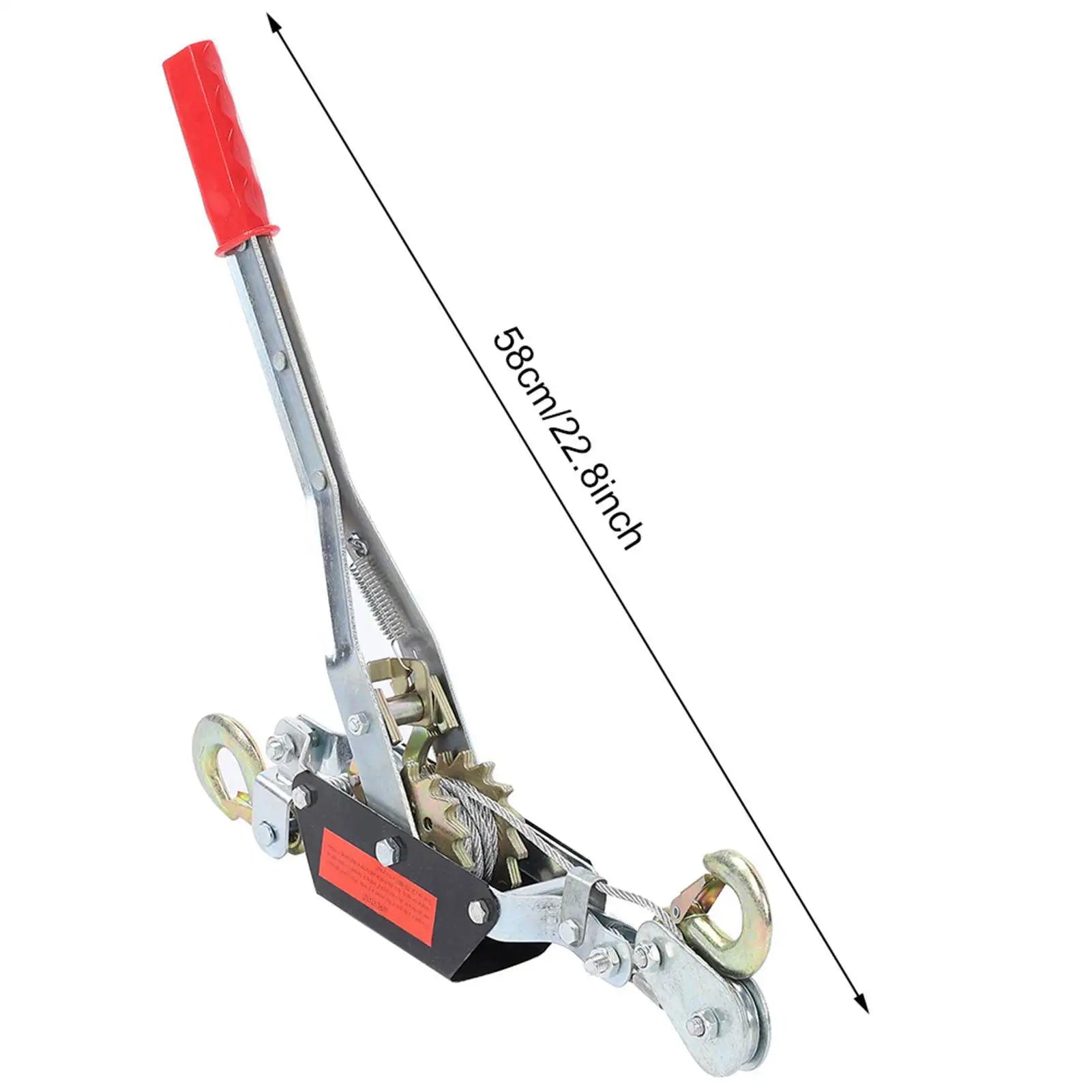 2/4T Wire Rope Hand Power Puller Tighten Tool Gear Winch Puller Industry Mini Tightener Double Hook Lifting Tool Padded Grip