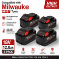 12.0Ah 18V Battery Replacement for Milwaukee M18 Tools, Compatible with 48-11-1850 48-11-1890, High Capacity Li-ion Battery