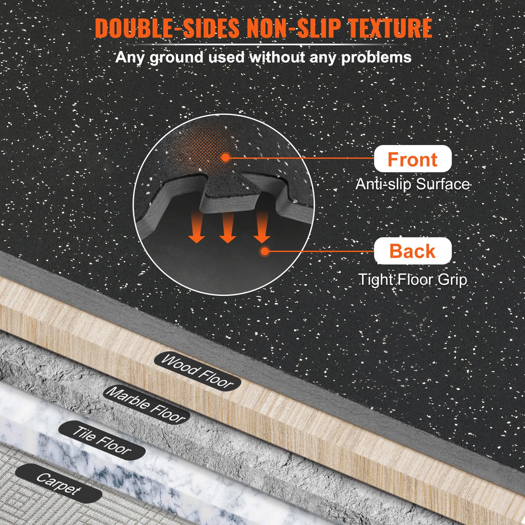 25/12/6 PCS 1/2 in Thick Gym Floor Mats EVA Foam & Rubber Top Interlocking Workout Floor Mats Waterproof Exercise Mats