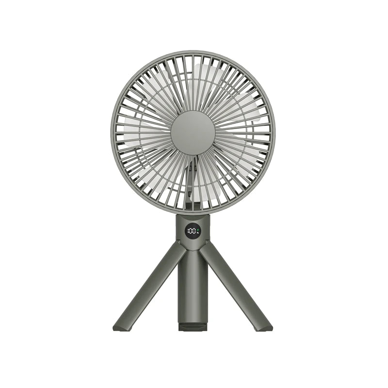 Portable Handheld Rechargeable Fan LED Digital Display 180°Adjustable Fan 4 Speed Tripod Fan