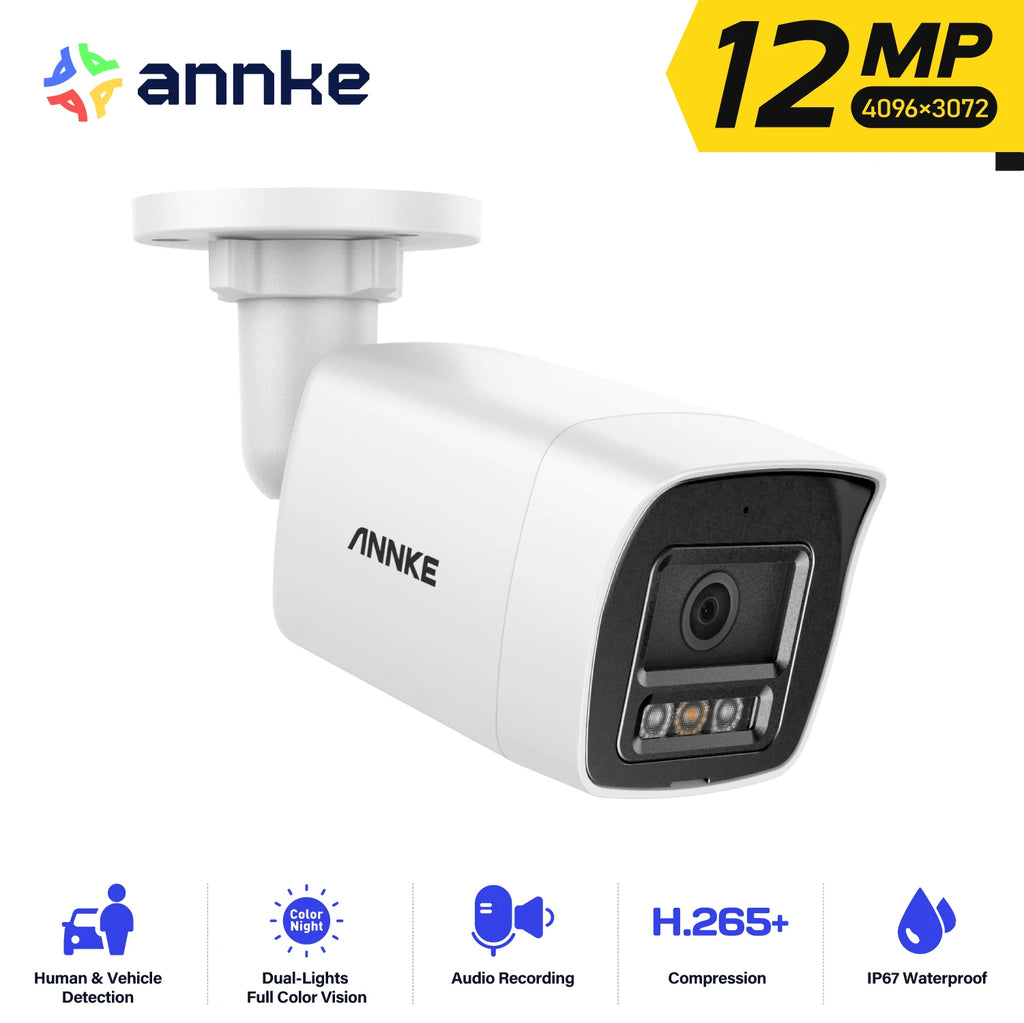 Outdoor Smart Dual Light PoE Security Camera Color IR Night Vision Built-in Microphone IP67 Smart Home H.265+