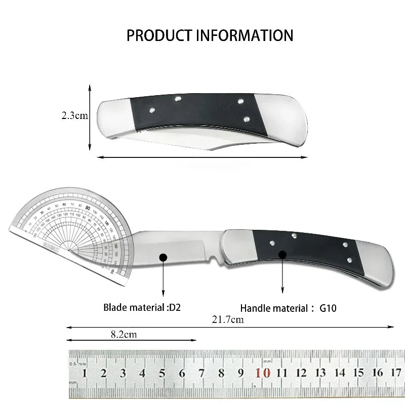 Outdoor Folding Knife G10 Handle Handle Camping Hiking Fishing Climbing Multi-purpose EDC Pocket Knife Men's Gift