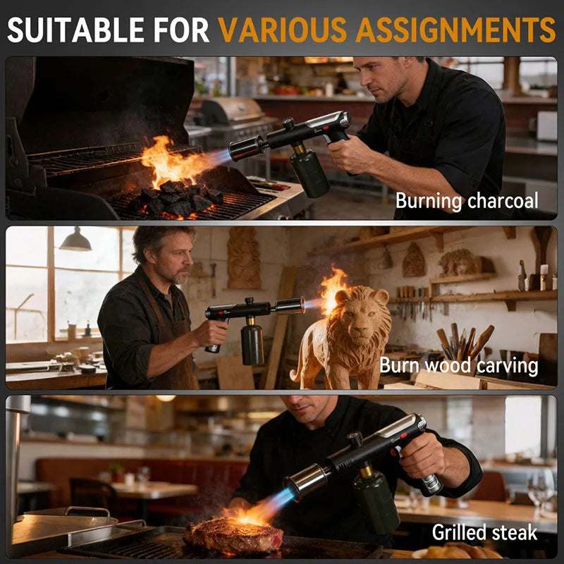 Propane Torch High Heat Torch Gun with Adjustable Flame Safety Lock for BBQ Grilling Charcoal Outdoor camping firewood tools