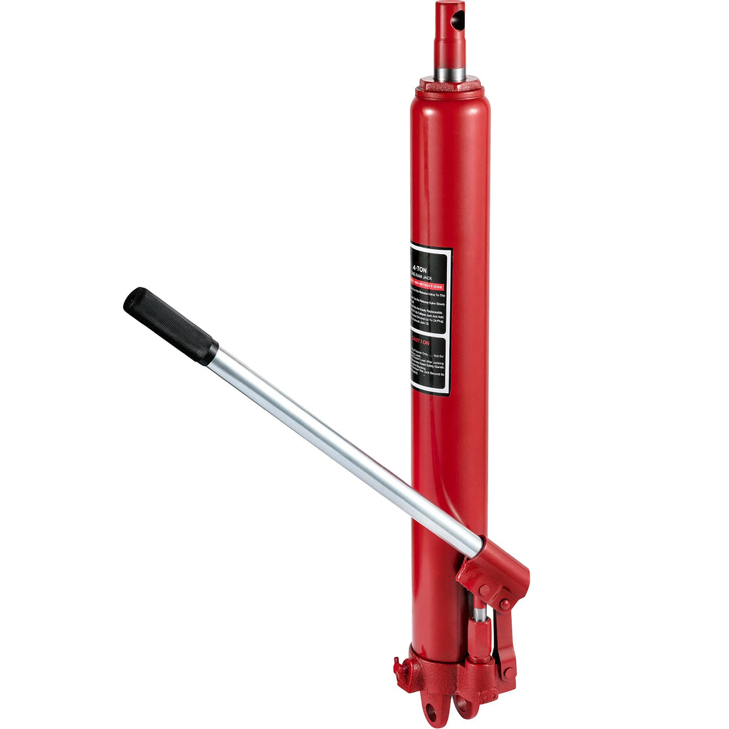 Hydraulic Long Ram Jack 8 Tons/17363 lbs Clevis Base Manual Cherry Picker for Garage/Shop Cranes Engine Lift Hoist Red