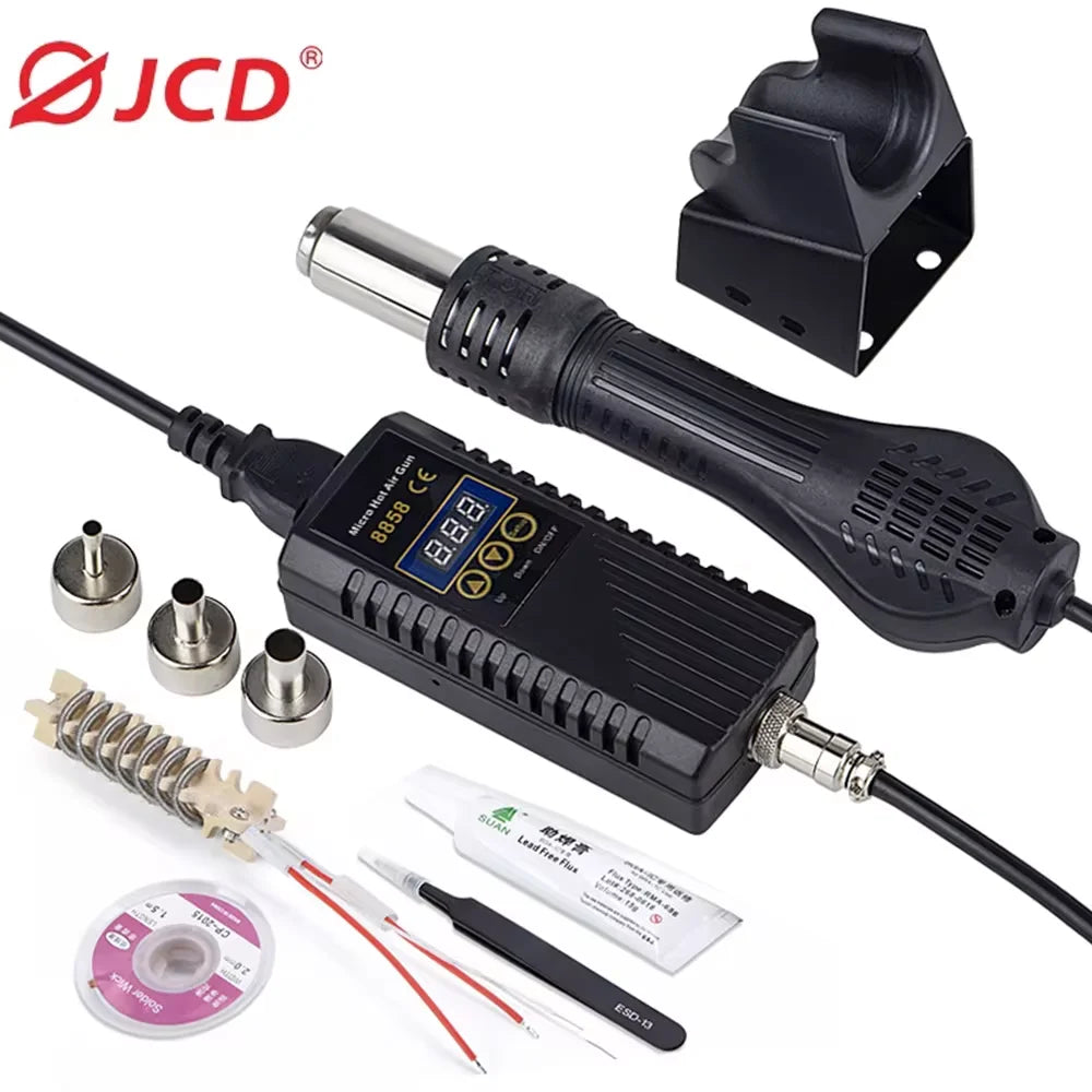 JCD 8858 Micro Hot Air Gun 750W Rework Soldering Station LCD Digital 110V Heat Gun