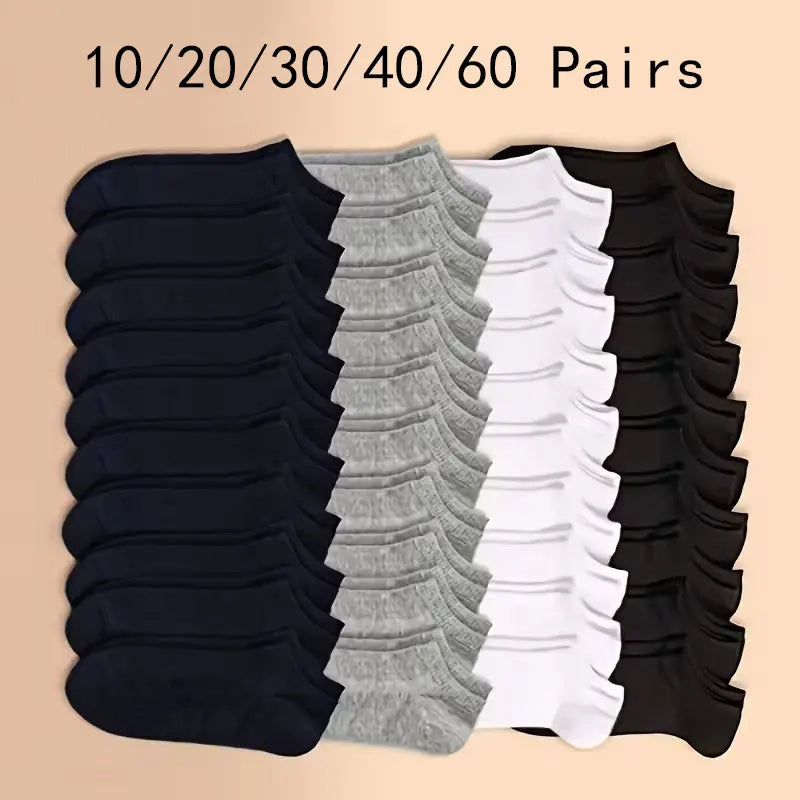 10/20/30/40/60 Pairs Of Unisex Solid Color Socks Comfy Breathable Soft Sweat Absorbent Socks For Daily And Outdoor Wearing 2030
