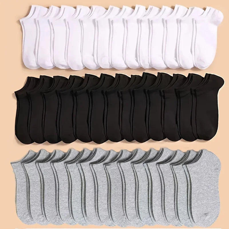 10/20/30/40/60 Pairs Of Unisex Solid Color Socks Comfy Breathable Soft Sweat Absorbent Socks For Daily And Outdoor Wearing 2030