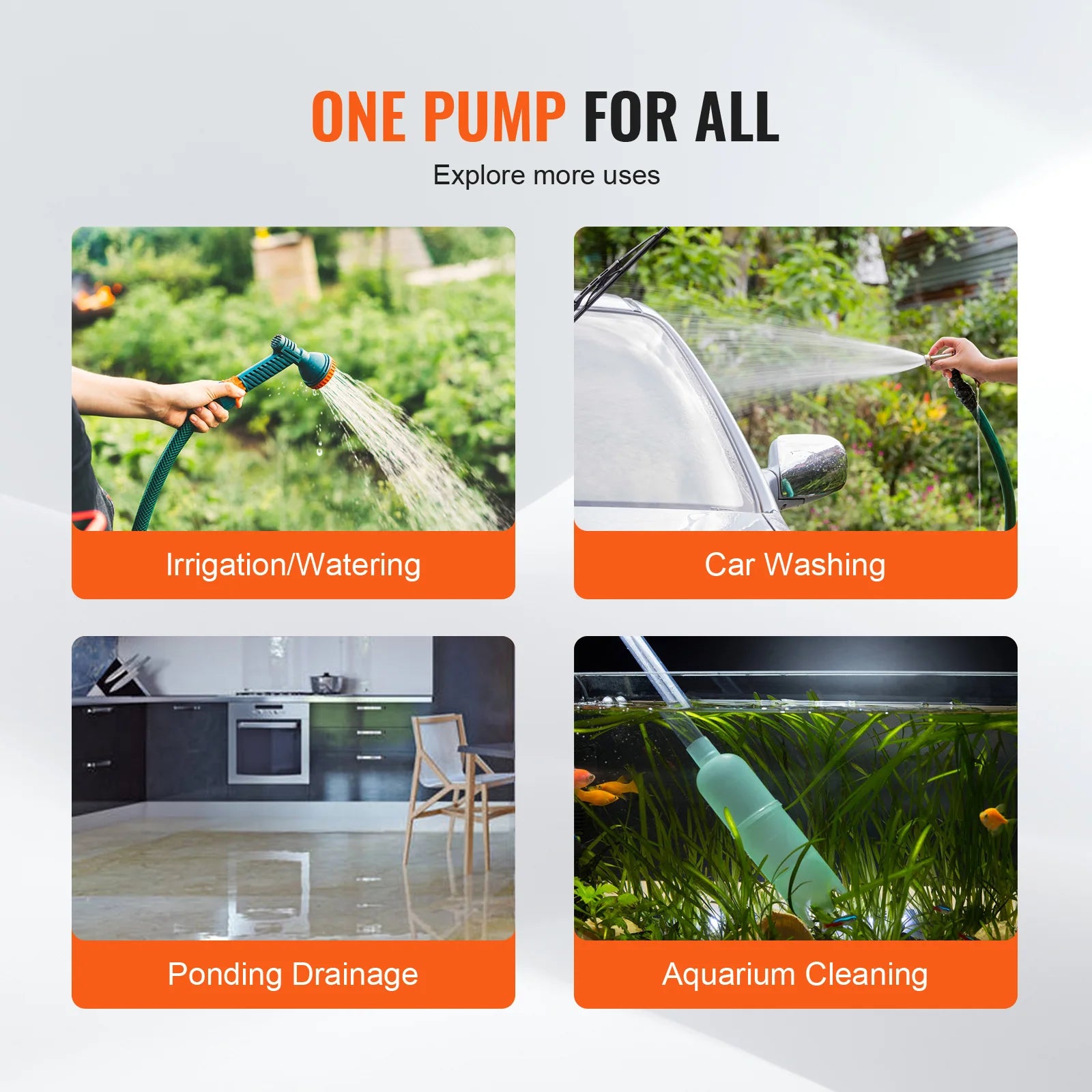 Water Transfer Pump 120V AC 360GPH 1/10 HP Portable Electric Utility Pump for Garden, Rain Barrel, Pool, Pond, Aquarium