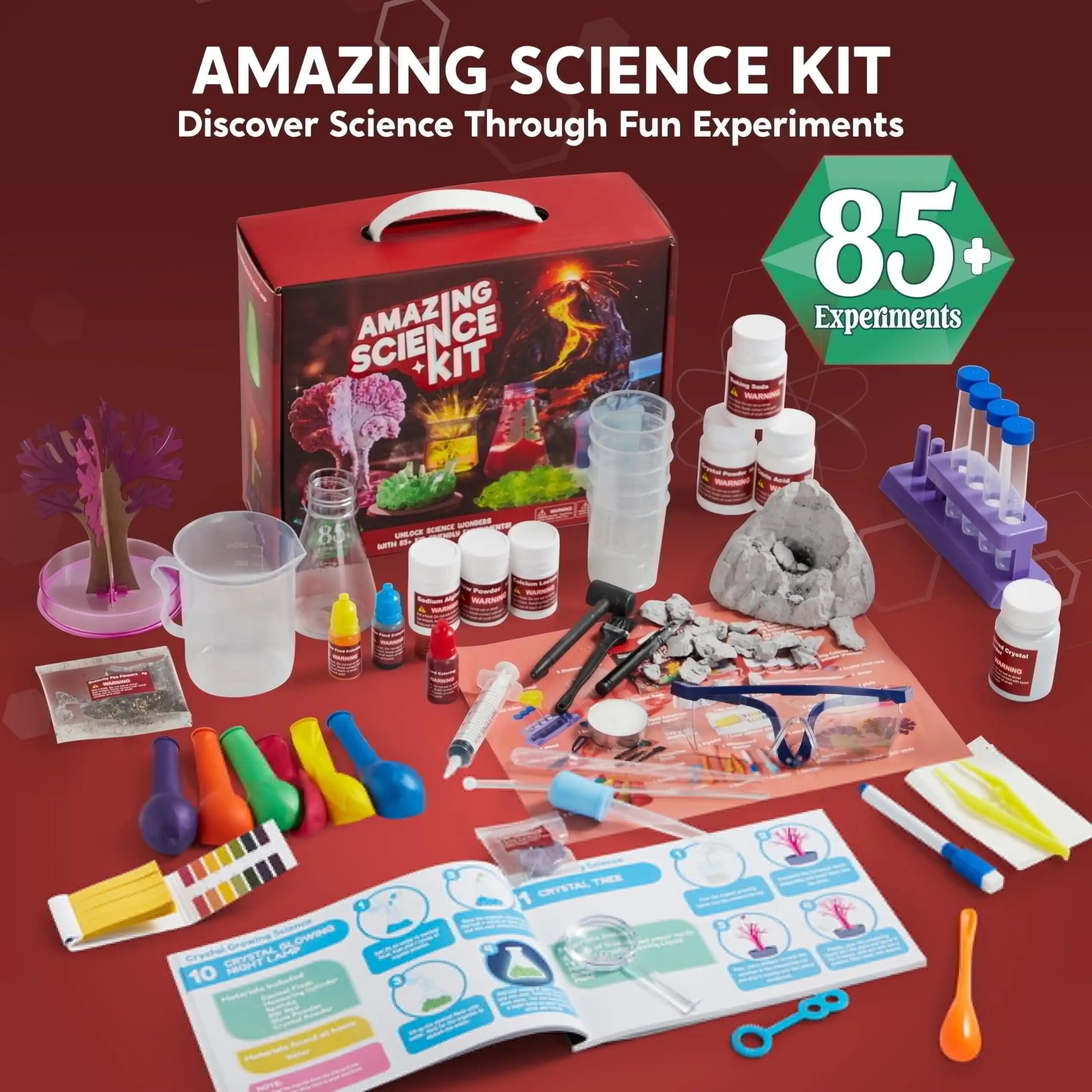 Science Kits for Kids 85+ STEM Educational Experiments Toys Chirtstmas Birthday Gifts for Boys Girls Age 6-12