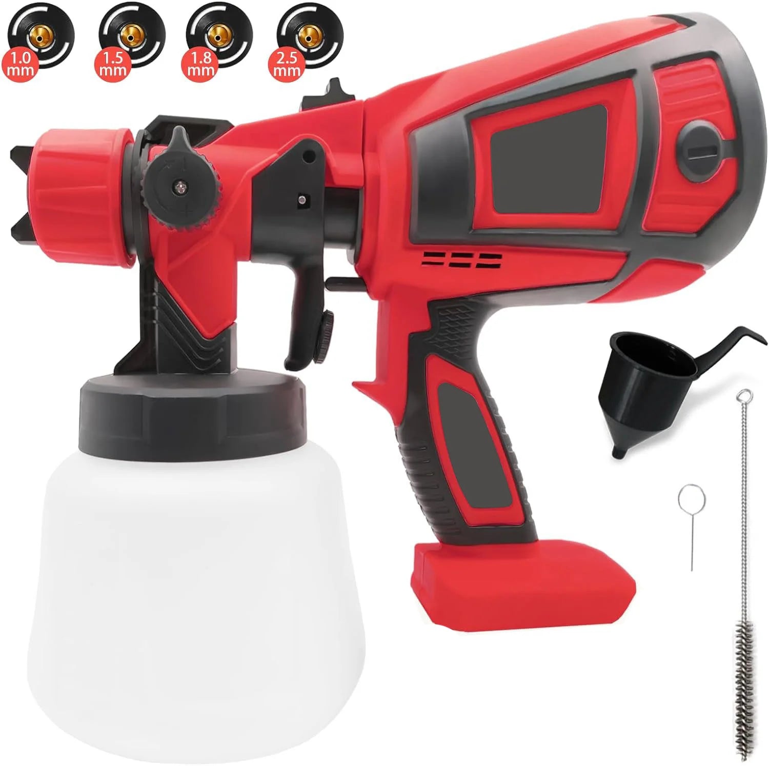 HVLP Paint Sprayer Compatible with Milwaukee 18V Battery 30000RPM Electric Paint Gun with 1.0/1.5/1.8/2.5mm Nozzles