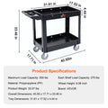 2/3 Shelf Utility Service Cart Dolly with 360° Swivel Wheels Ergonomic Storage Handle for Warehouse/Garage/Cleaning