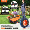 Electric Wheelbarrow Cart, 500W Powered Utility Garden Wagon Dump Cart, 4.5 Cu. Ft