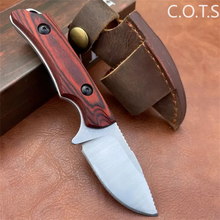 Fixed Blade Knife BM 15017 Drop Point Blade Wood Handles Hunting Camping Survival Boltaron Sheath