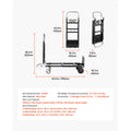 2 in 1 Folding Hand Truck 500lb Load Capacity for 4-Wheel Mode Convertible Hand Truck Dolly with Wheels for Moving Home