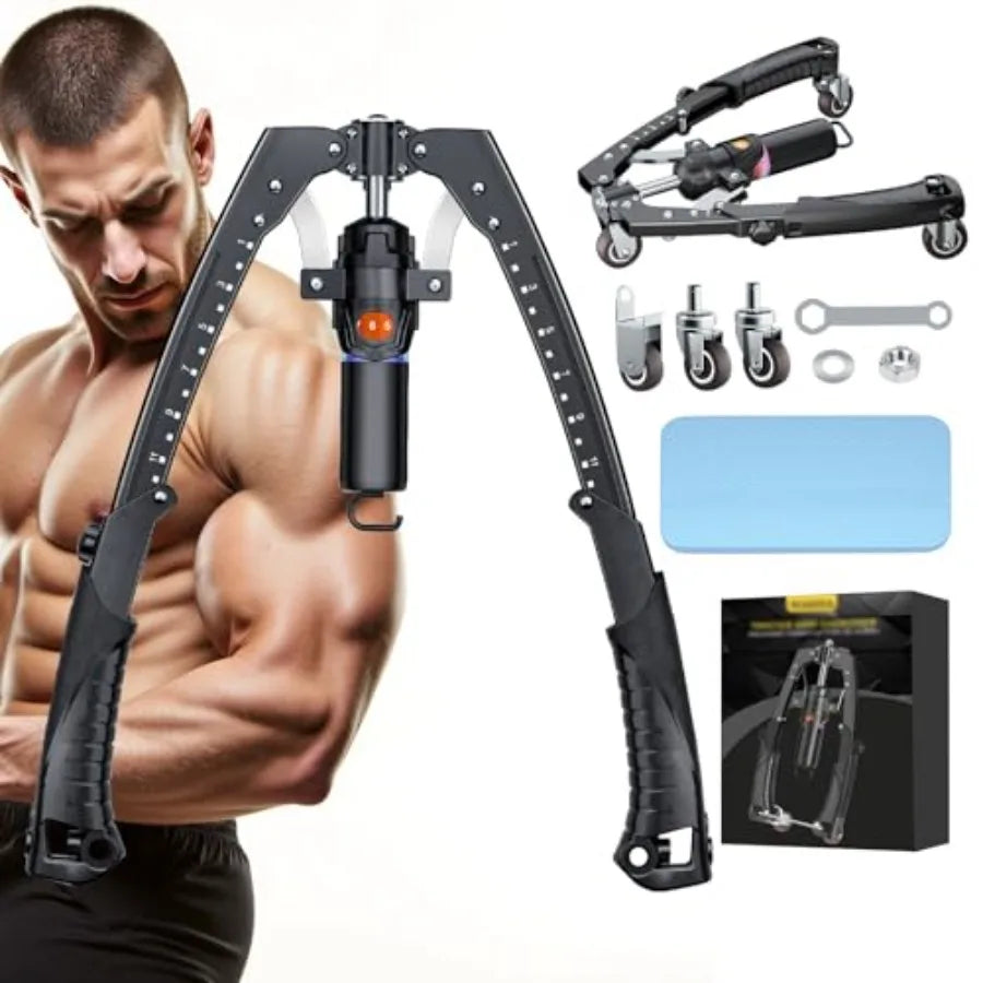 Twister Arm Trainer 3 in 1 Hydraulic Power Chest Workout Equipment with Ab Roller Wheels and Hooks Adjustable 22-440lbs Arm Tra