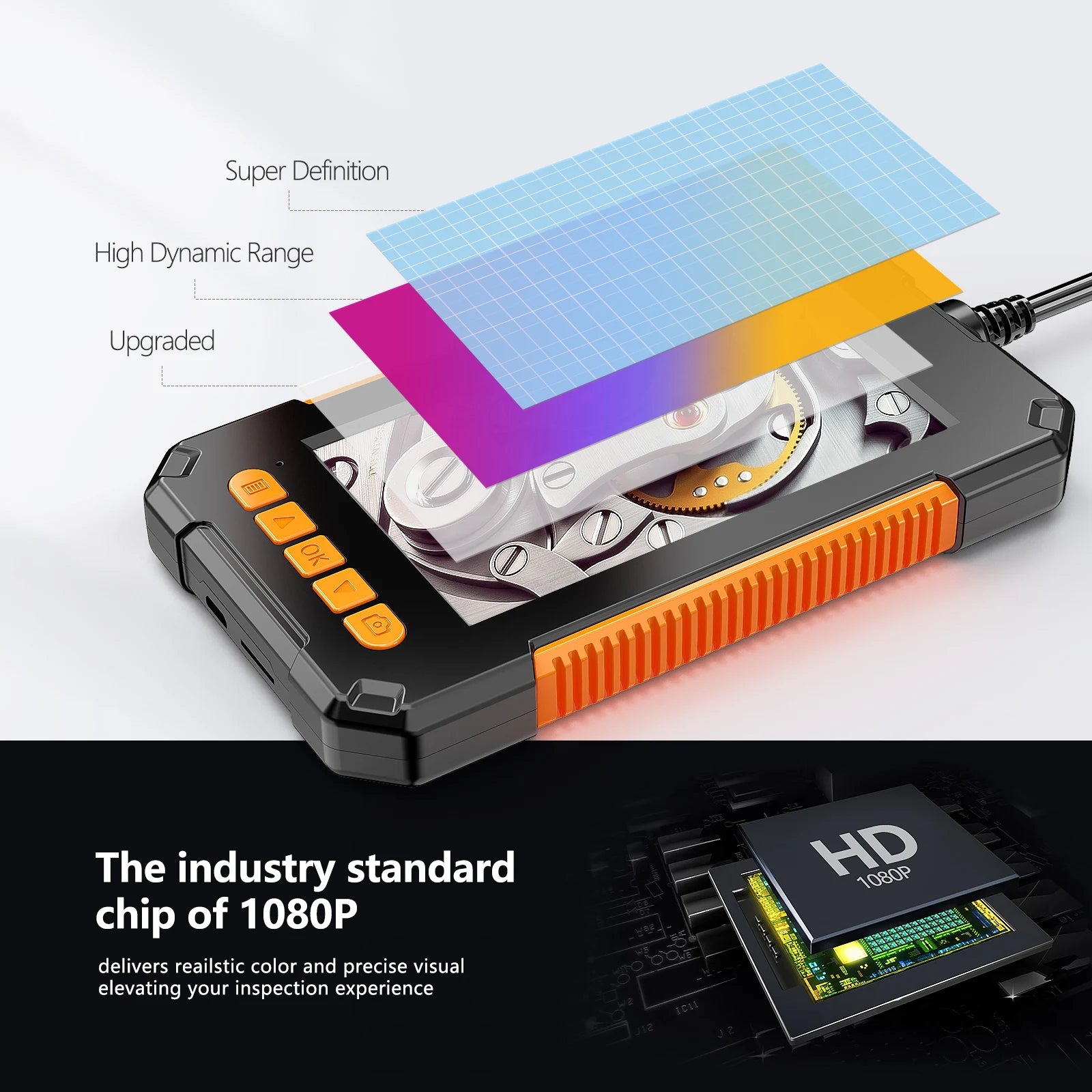 Single Dual-Lens Borescope with 4.3" 1080P HD Industrial Borescope IP67 Waterproof Inspection Camera For Car Photo and Video