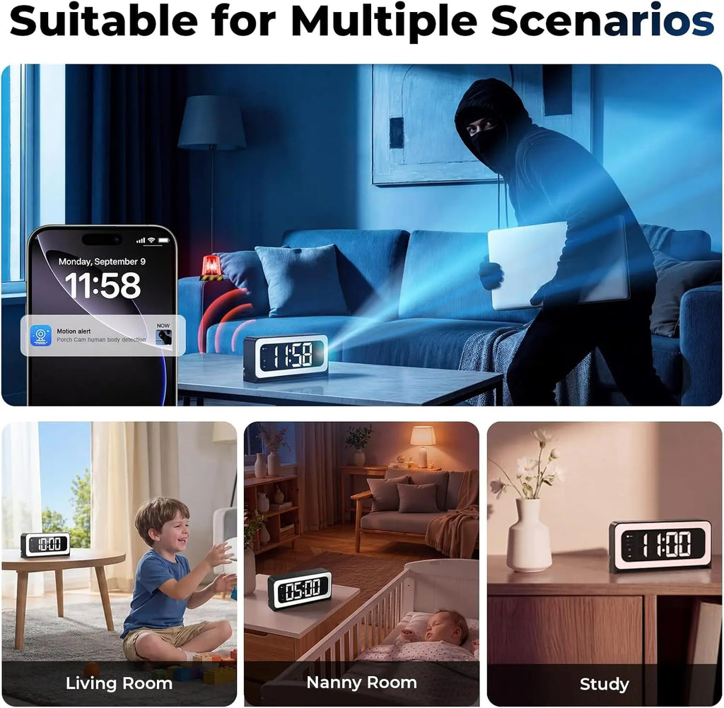 Clock Camera 2K with 5G WiFi Security Camera, Nanny Cam Indoor for Home Security, Two-Way Talk