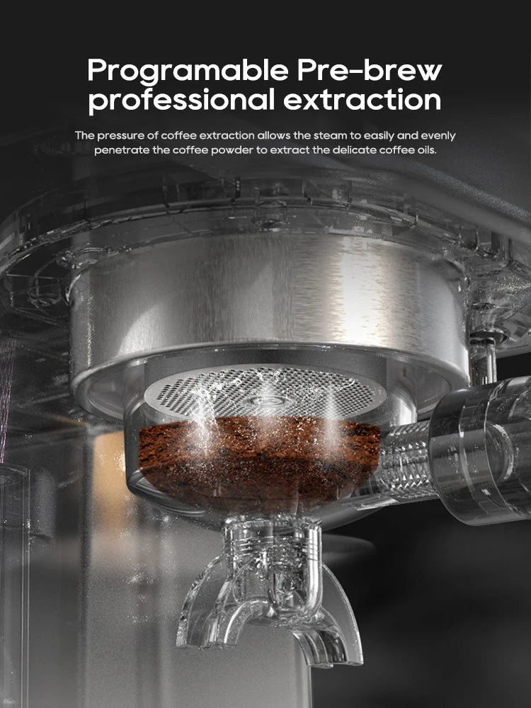 20Bar Semi Automatic Espresso Coffee Machine Temperature Adjustable 58mm Portafilter Cold/Hot Coffee Maker Metal CaseH10A
