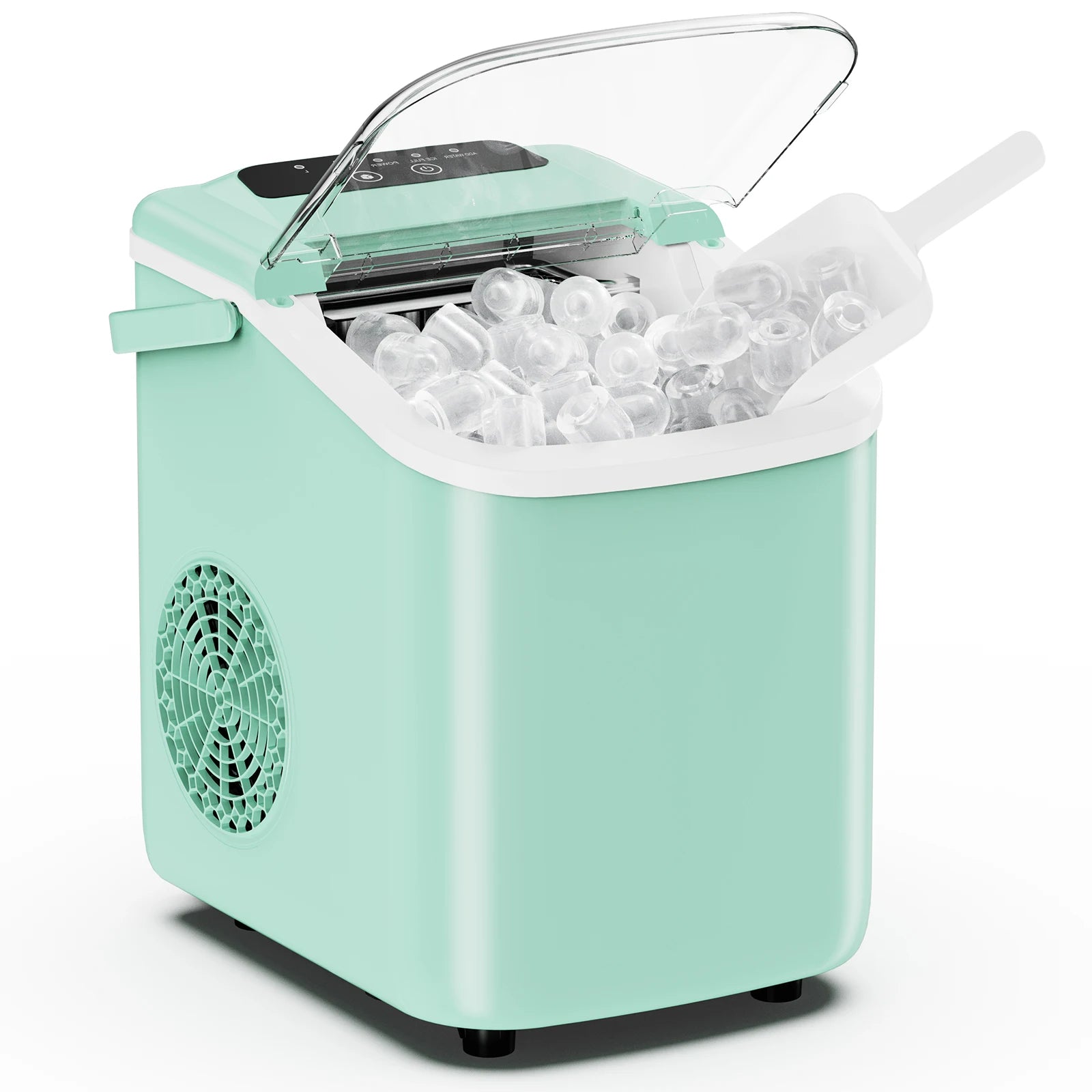 Small Portable Ice Machine Countertop Ice Maker with Scoop Basket and Handle 9 Ice Cubes Ready in 6 Mins 26.5lbs in 24Hrs for Home Kitchen Party