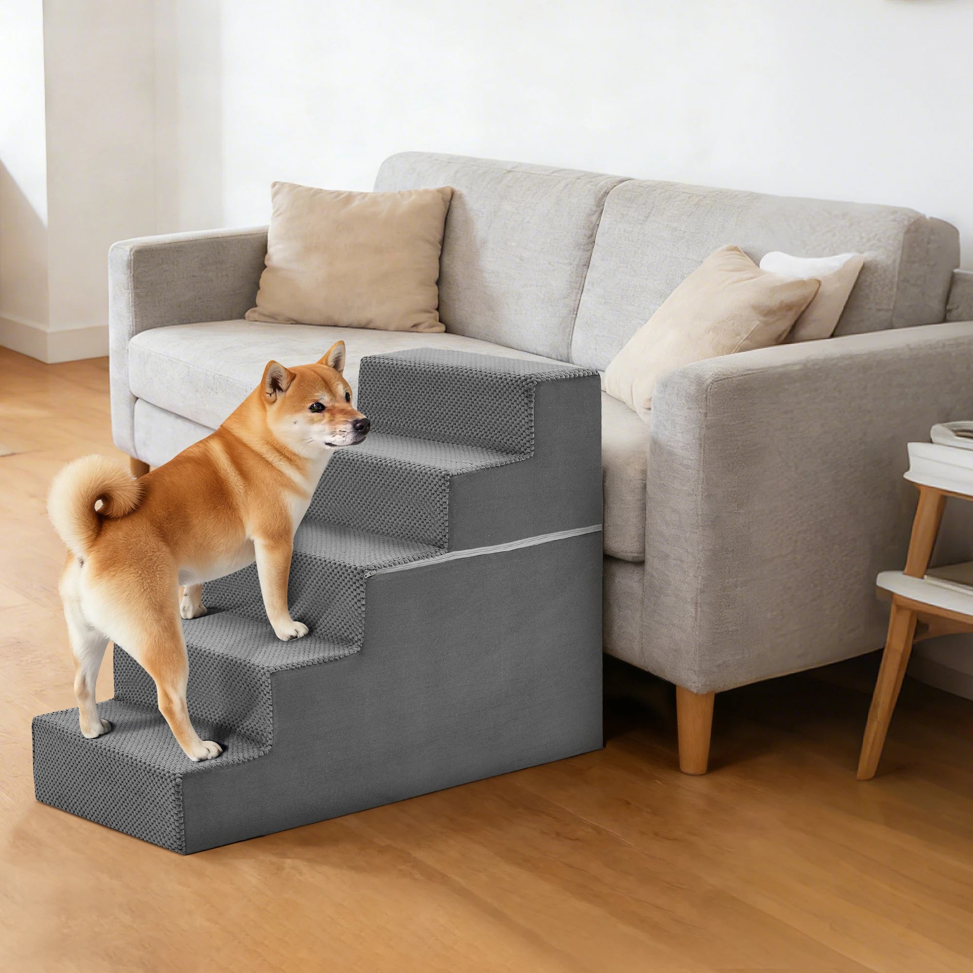 3-5 Step Right Angled Foam Dog Stairs Ramp for Small Dogs Climbing Ladder Indoor Non-Slip Pet Ladder Ramp Stairs For Home