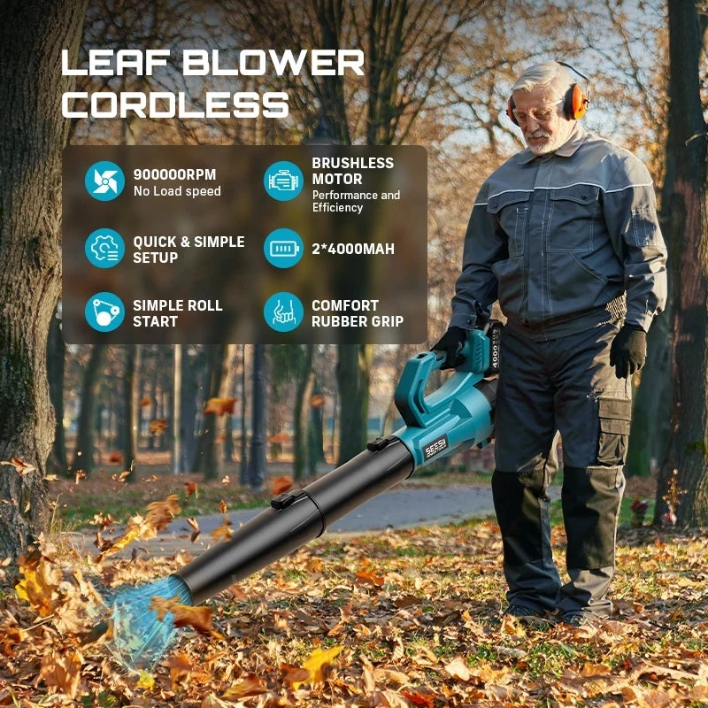 900000RPM Brushless Electric Turbo Blower 780CFM Cordless Leaf Blower for snow Lawn Care Debris For Makita 18v BatteryPin