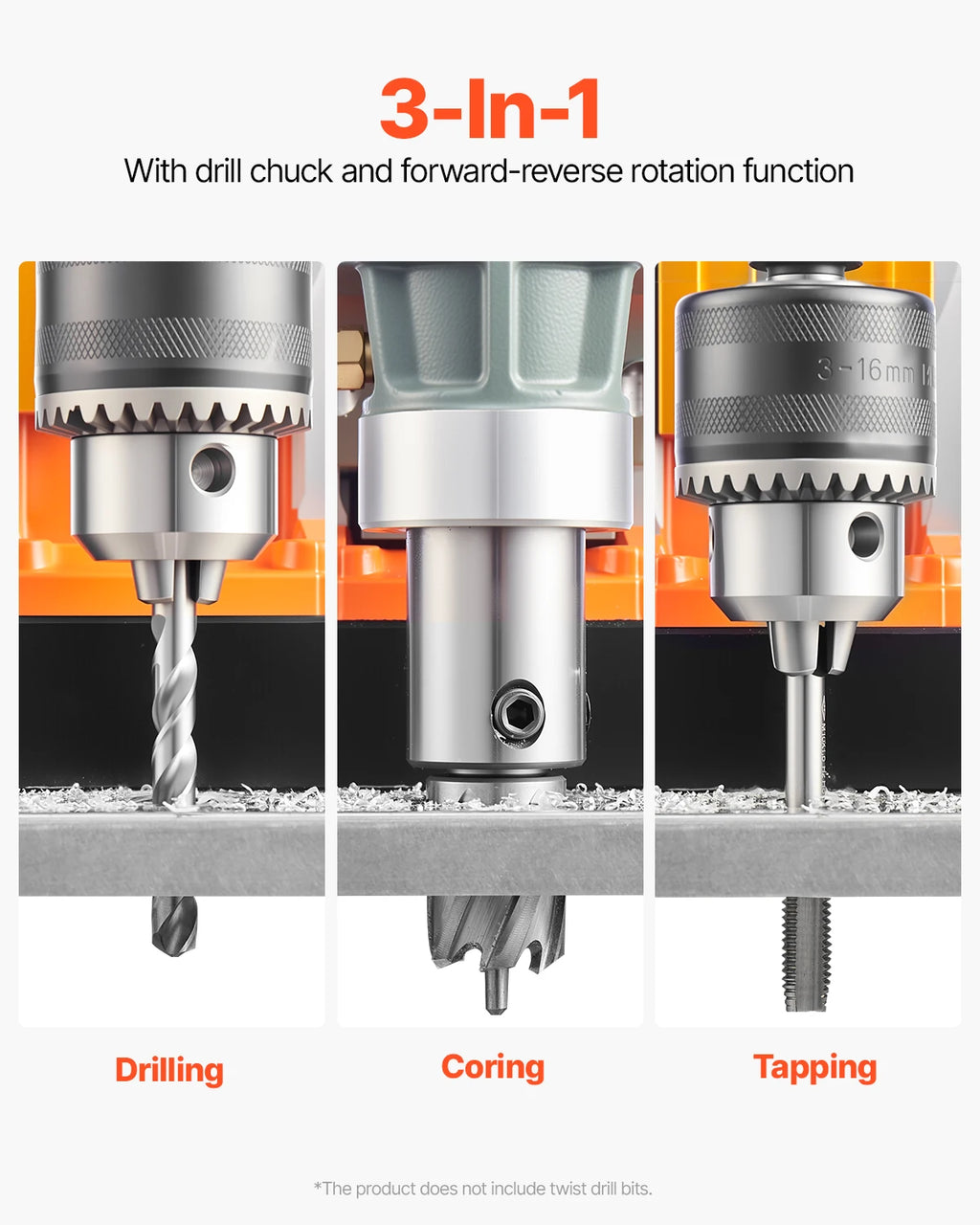 Magnetic Drill 1450W Motor Boring Diameter 2810 lbf Portable Electric Mag Drill Press Variable Speed Drilling Machine