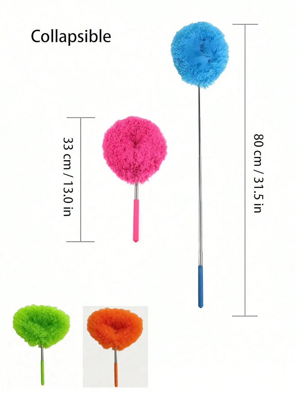 Extendable Microfiber Ceiling Fan Duster, Adjustable Length 13 To 31.5 Inches, Washable, Suitable For High Ceilings, Furniture And Car Cleaning, Multi-Functional Duster, Easy To Clean Household Items