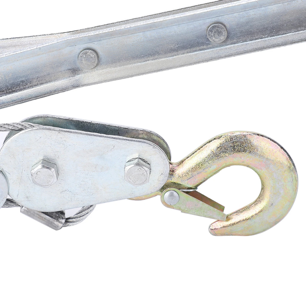 2/4T Wire Rope Hand Power Puller Tighten Tool Gear Winch Puller Industry Mini Tightener Double Hook Lifting Tool Padded Grip