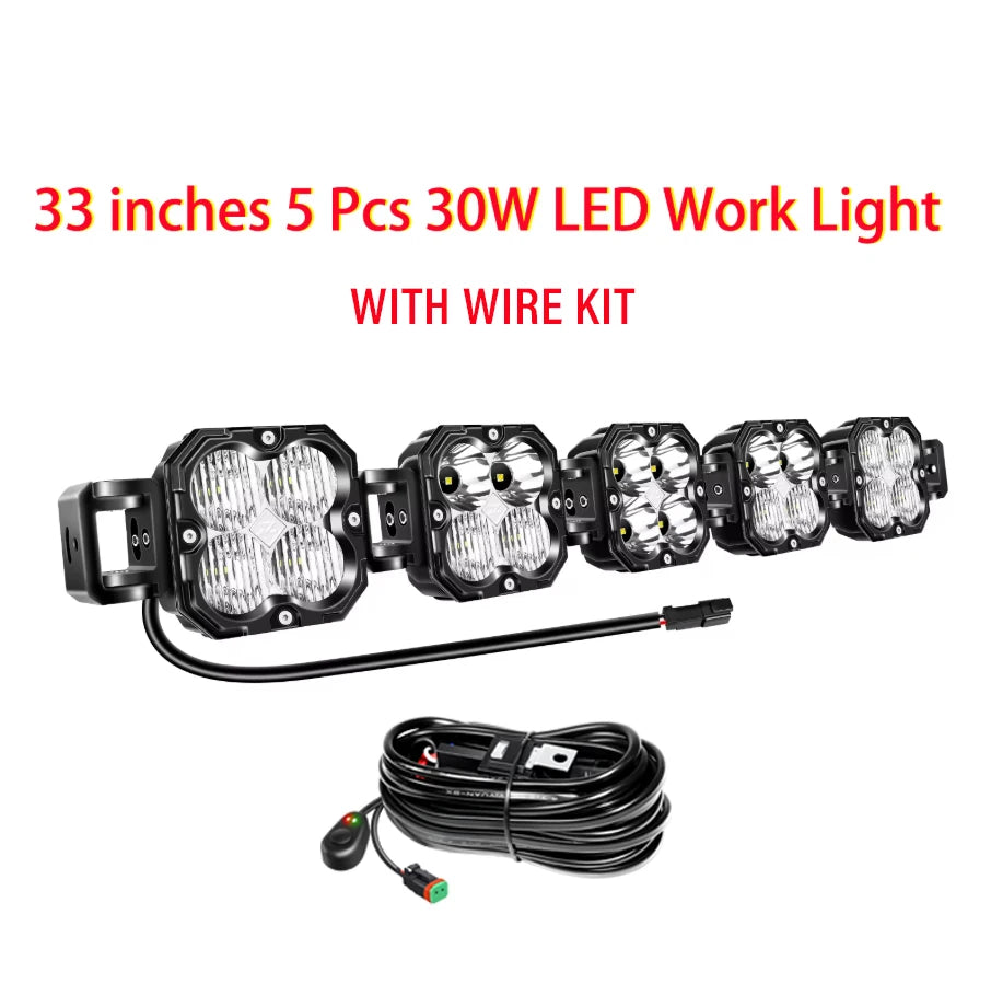 33‘’ 39.5‘’ 46‘’ 52’‘ 30W Cube LED Work Light Spot Flood Combo Beam 5500K Off-Road Driving Lamp for Car ATV UTV Truck Motorcycle