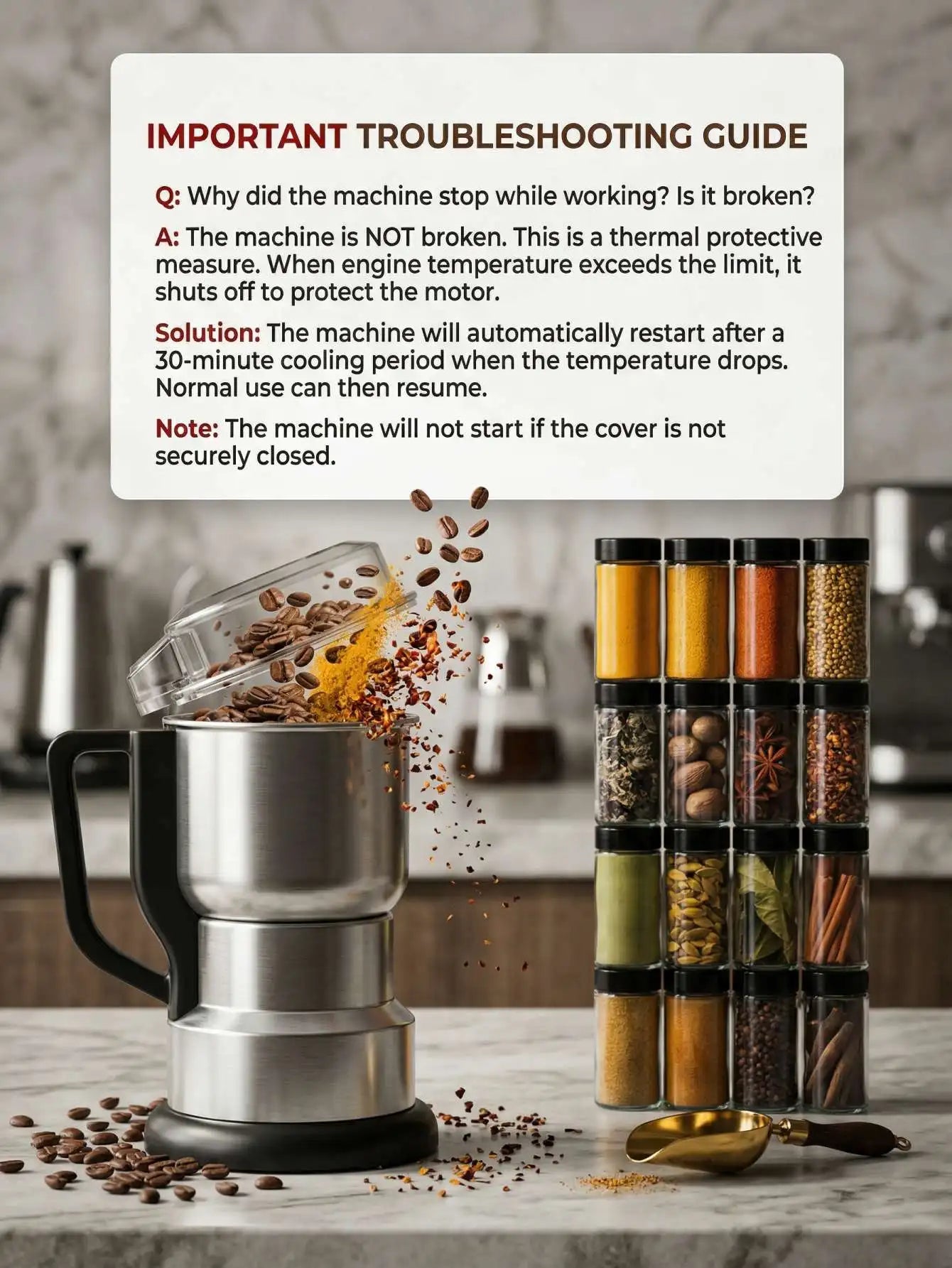 Multi-functional Electric Grinder, High-Power Food-grade Coffee & Grain Grinder,Coffee Lovers & Baby Complementary Food