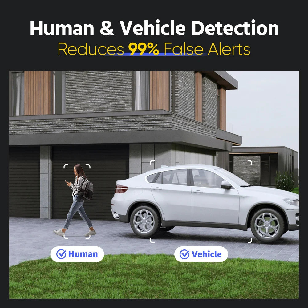 Outdoor Smart Dual Light PoE Security Camera Color IR Night Vision Built-in Microphone IP67 Smart Home H.265+
