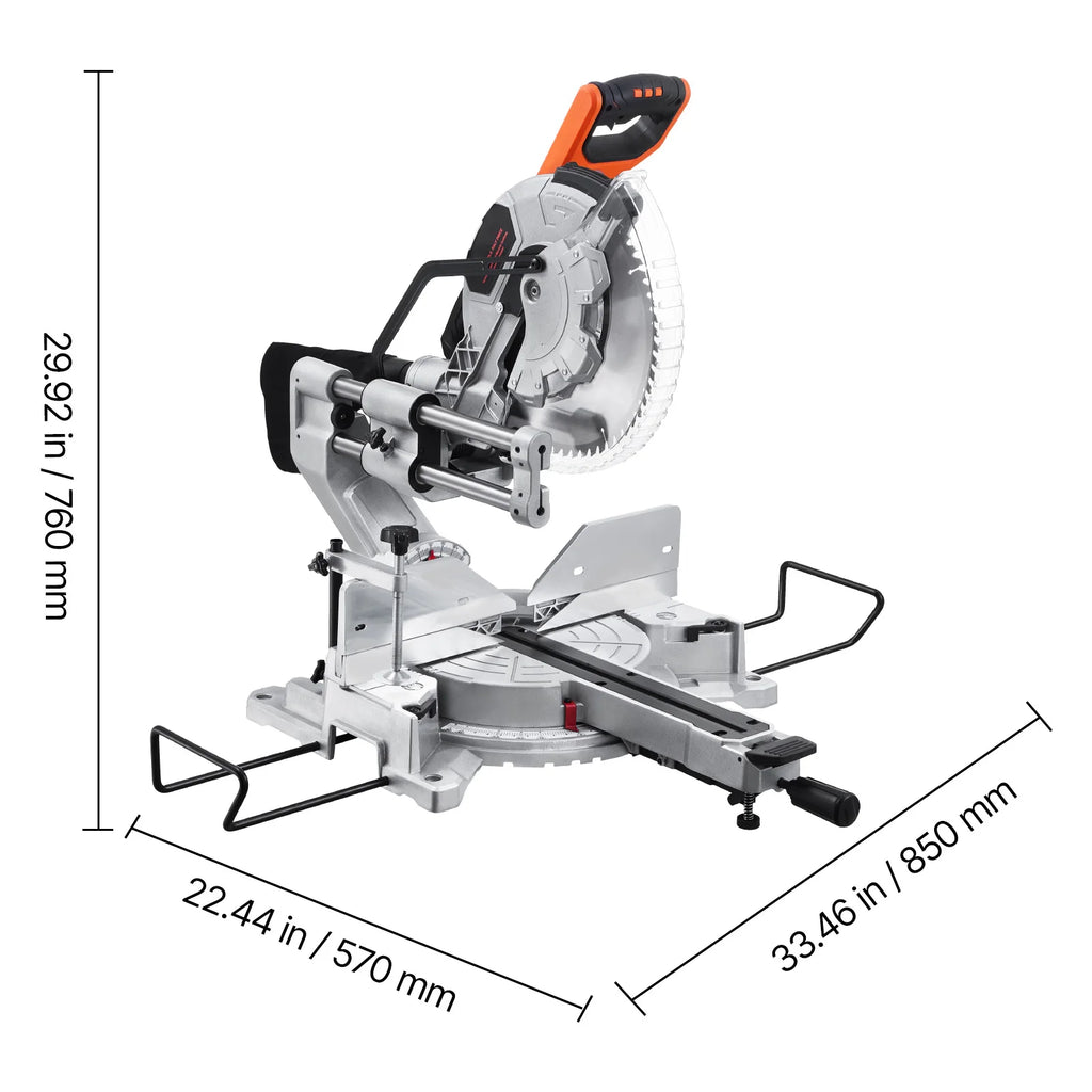 Sliding Compound Miter Saw 12-Inch Blade 15Amp Motor 60-Tooth Corded Double Bevel Sliding Miter Saw LED Alignment
