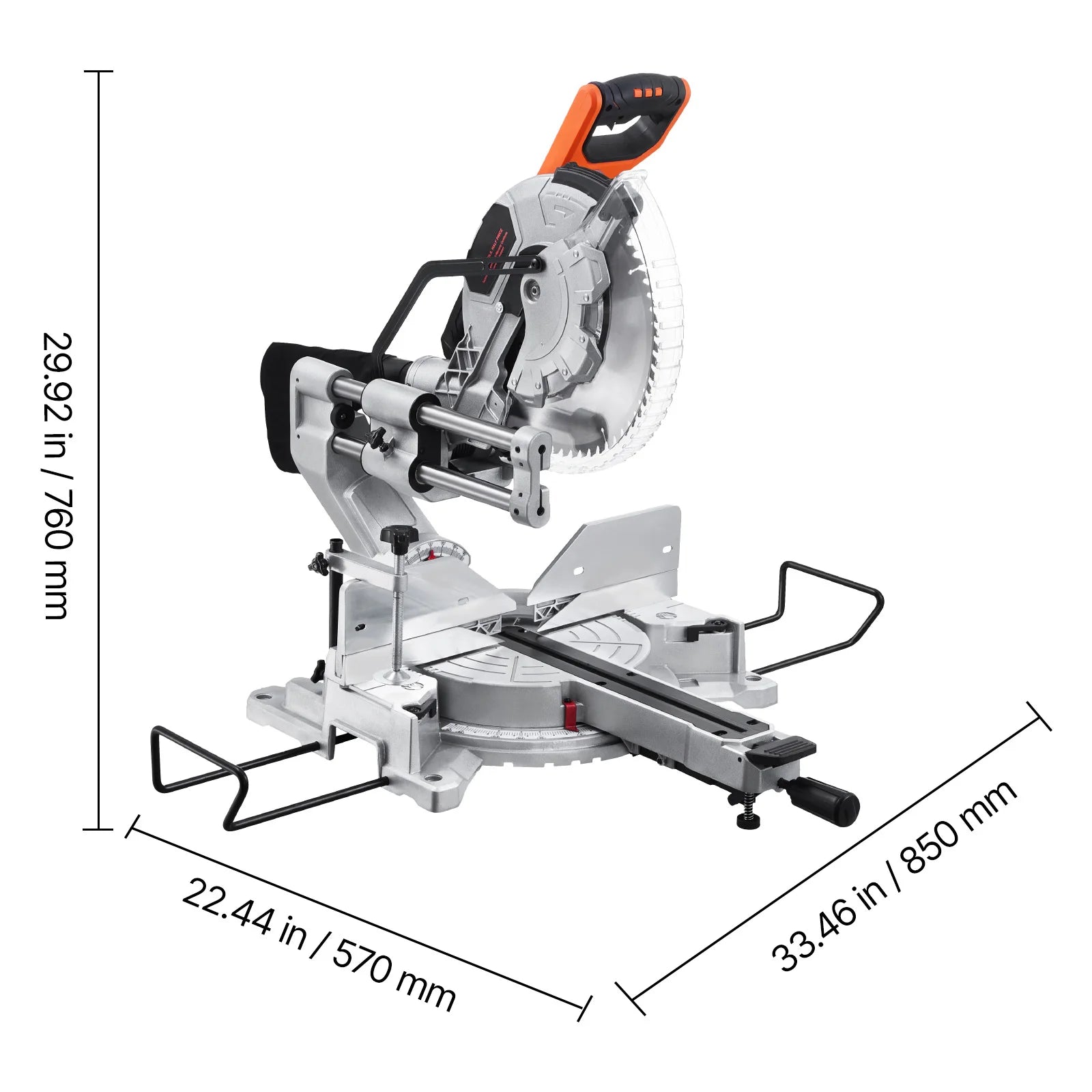 Sliding Compound Miter Saw 12-Inch Blade 15Amp Motor 60-Tooth Corded Double Bevel Sliding Miter Saw LED Alignment