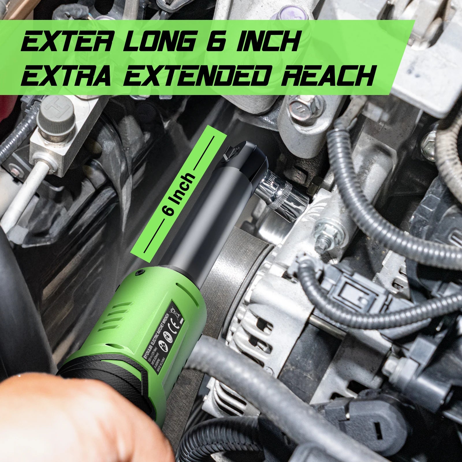 6.3-inch Extended Ratchet Wrench 3/8" Driver Cordless Electric Wrench Car Dismantling Power Tool For DIY Car Mechanic