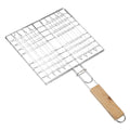 Barbecue Grilling Reusable Meat Fish Clip Holder Wooden Handle Stainless Steel Grill Mesh Foldable BBQ Grill Mat Grilling Basket
