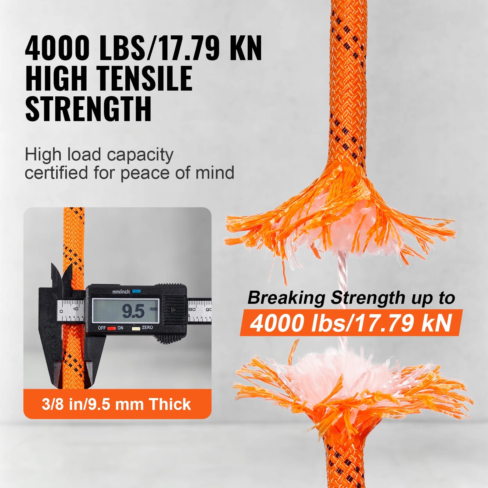 120ft Dual-Weave Polyester Cord 3/8 1/2in 48-Strand Multi-Use Rope for Arborist Activities Outdoor Adventures Versatile