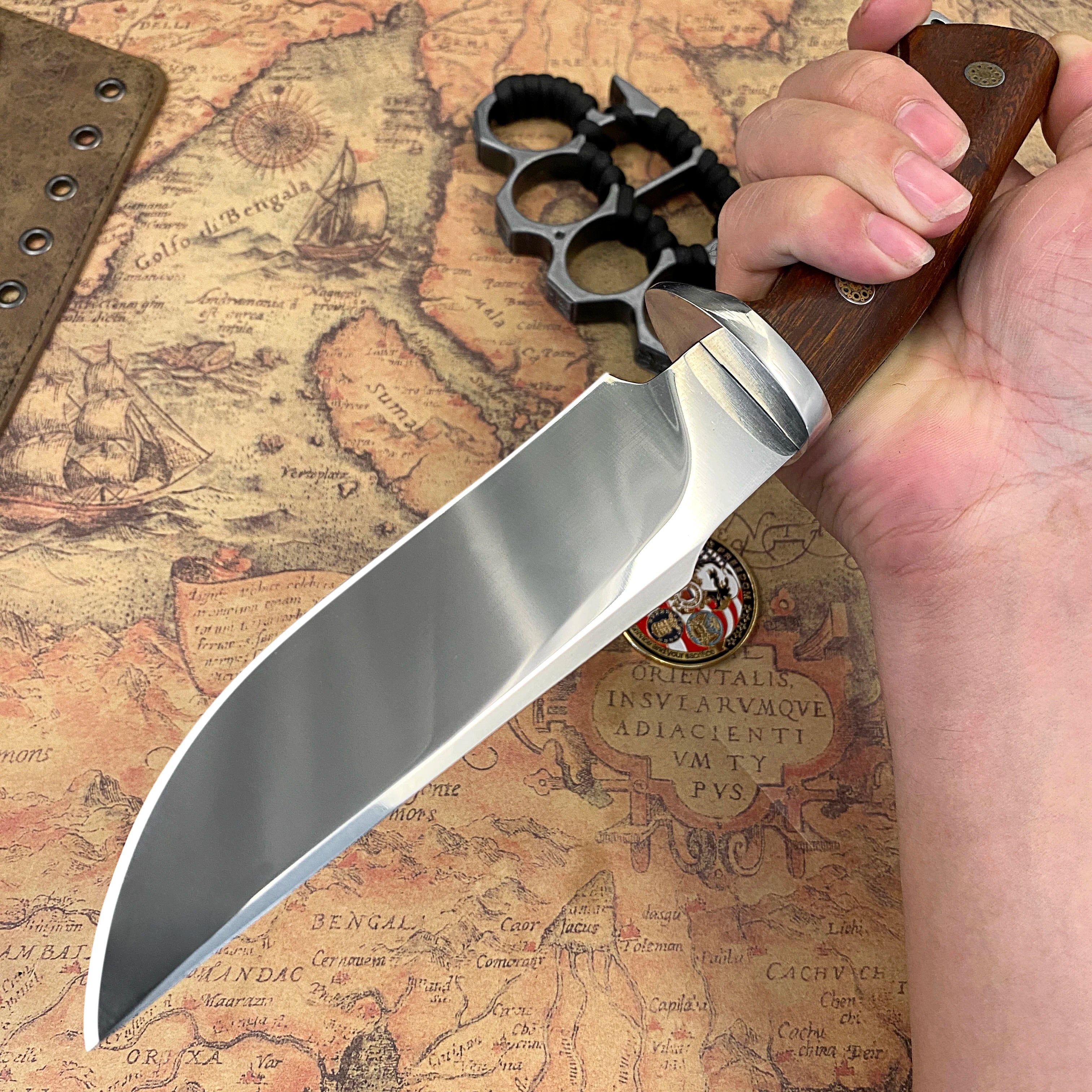 High-hardness portable outdoor straight knife: multi-purpose for camping and  hunting.