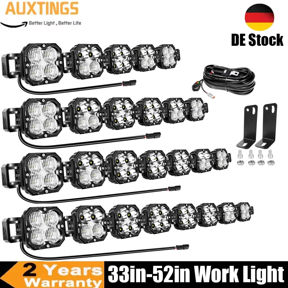 33‘’ 39.5‘’ 46‘’ 52’‘ 30W Cube LED Work Light Spot Flood Combo Beam 5500K Off-Road Driving Lamp for Car ATV UTV Truck Motorcycle