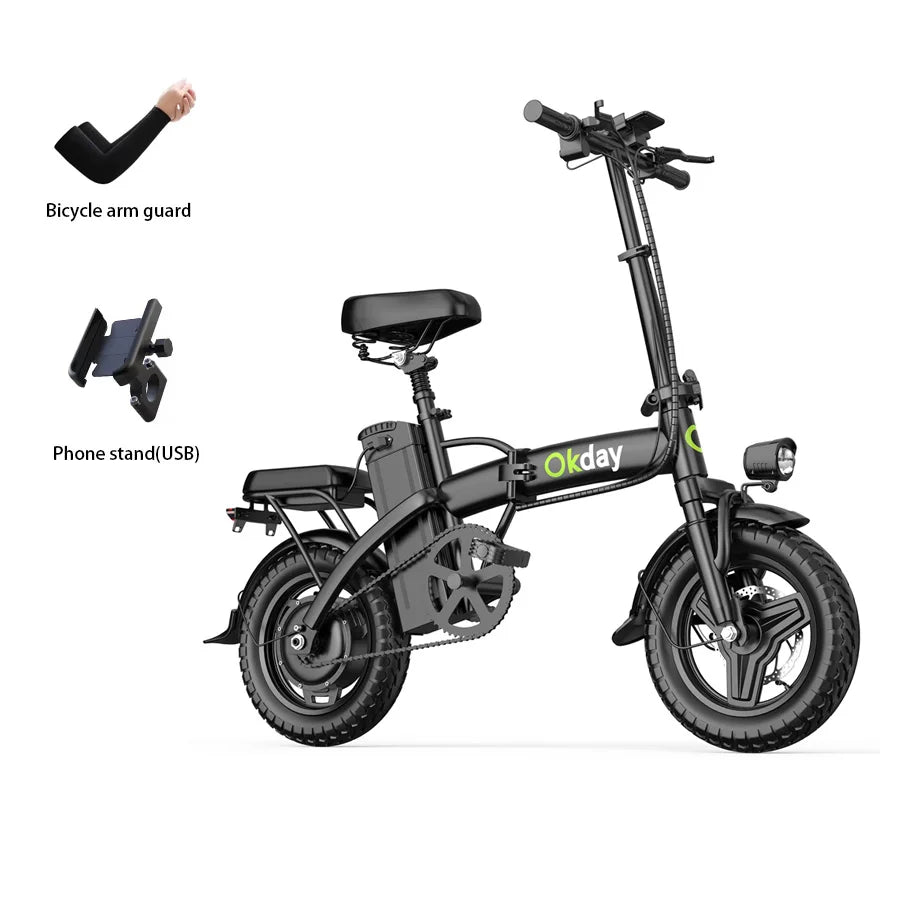 400W Foldable Electric Bike for Adults, 19 MPH, Long Range, 14" All-Terrain Tires, Dual Brakes,